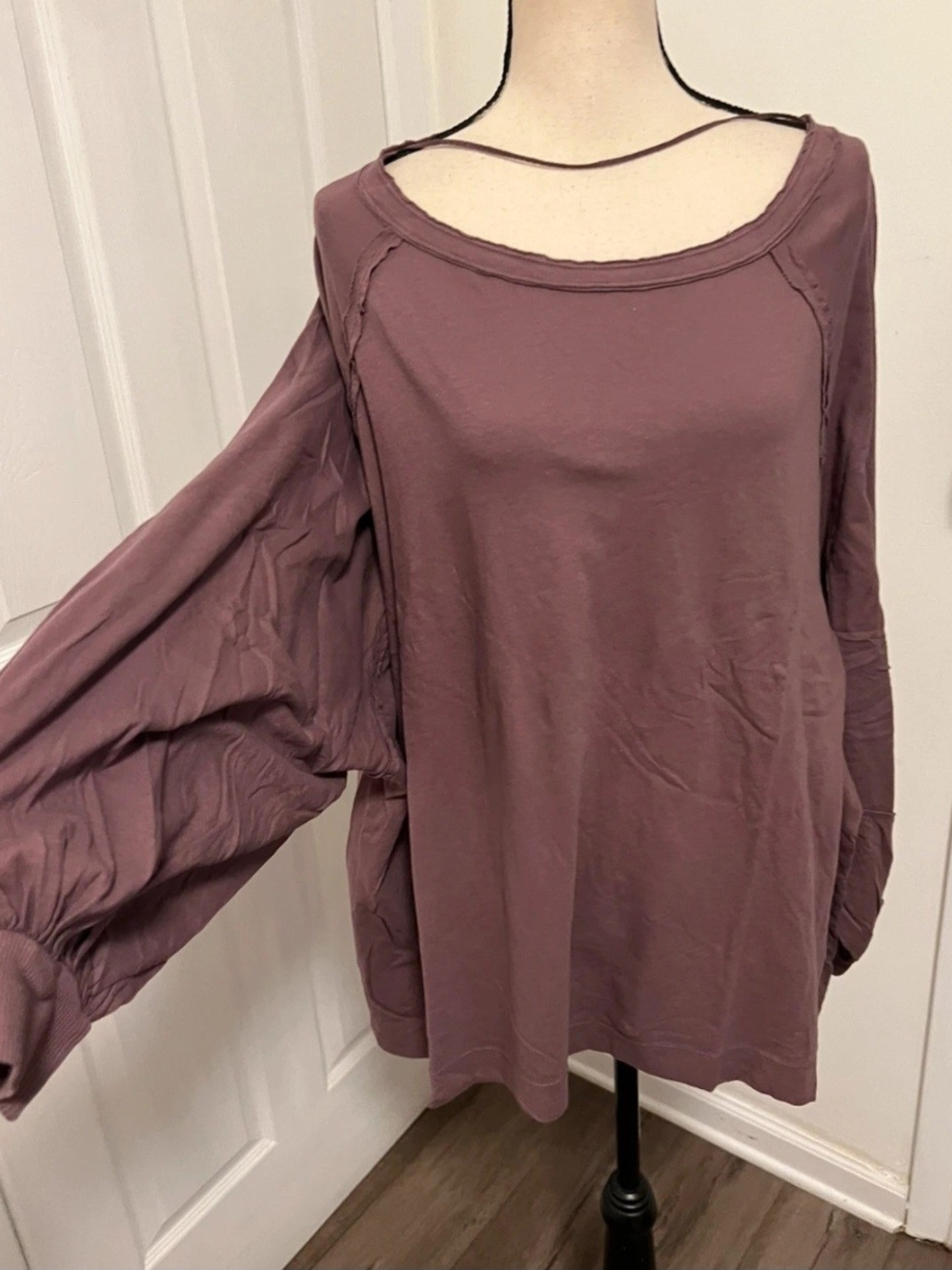 Free People Balloon Sleeve Scoop Neck Top - Mauve